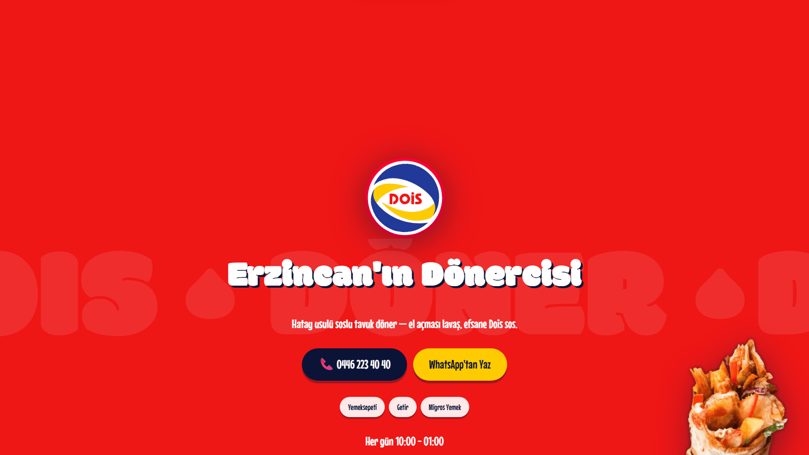 Dois Döner Erzincan — Web sitesi görseli